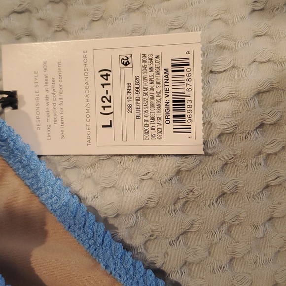 Shade & Shore Light Blue Textured Low Rise Medium Seat Coverage Bottom S… - Picture 3 of 5